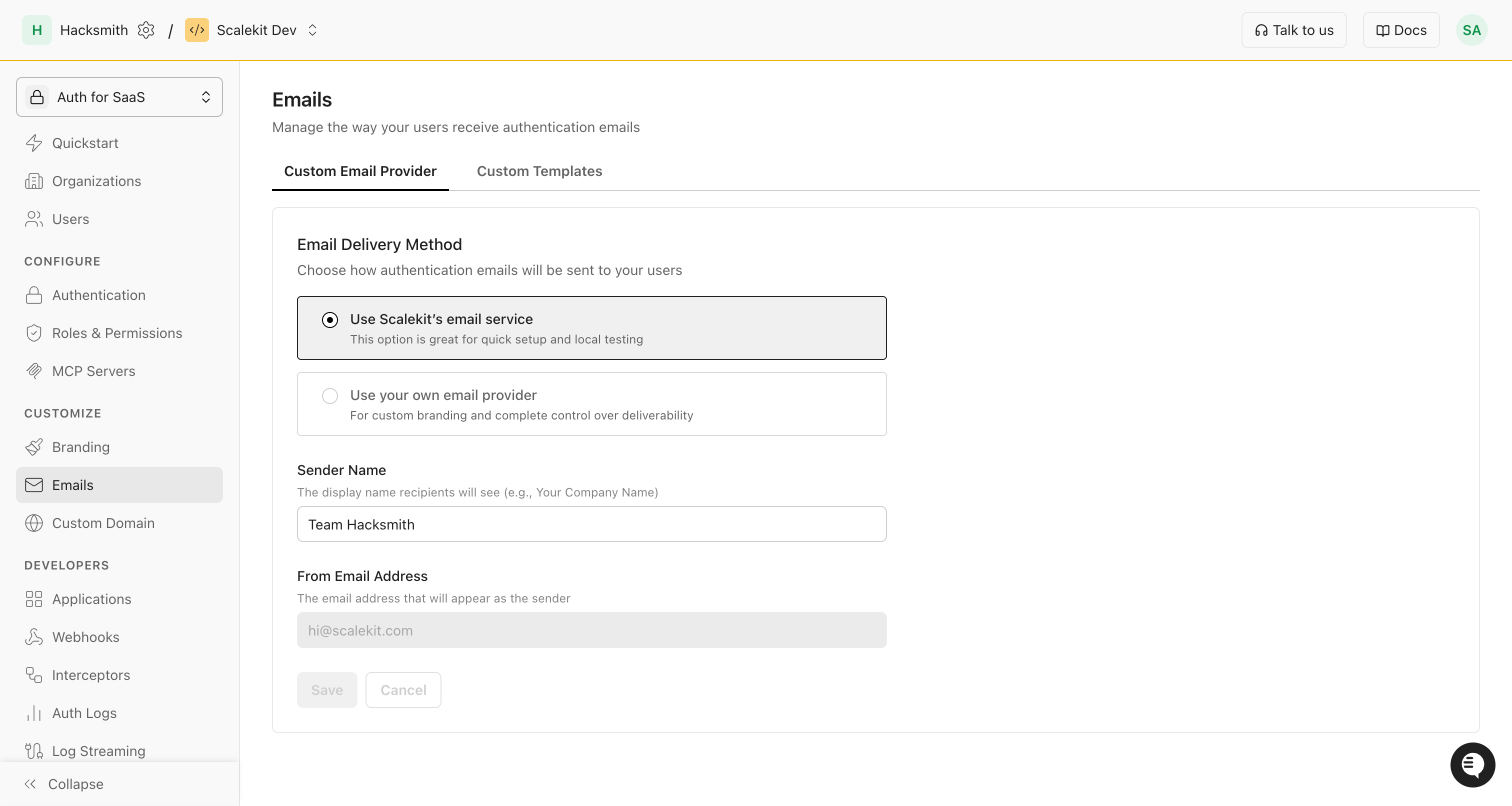Email delivery methods in Scalekit