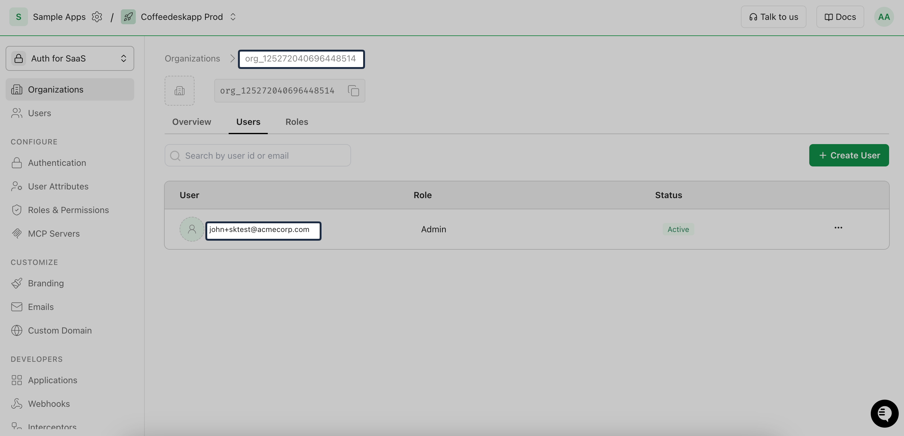 New organization and user created